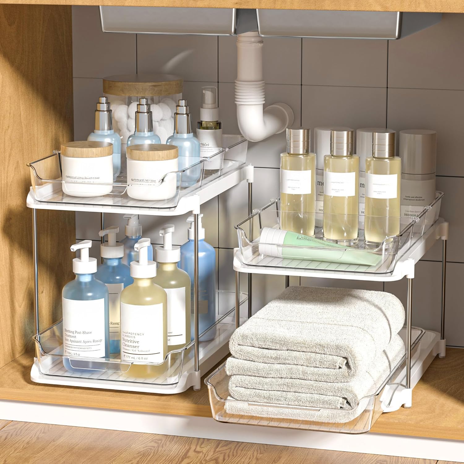 Delamu 2-Tier Under Sink Organizer Pull-Out Cabinet